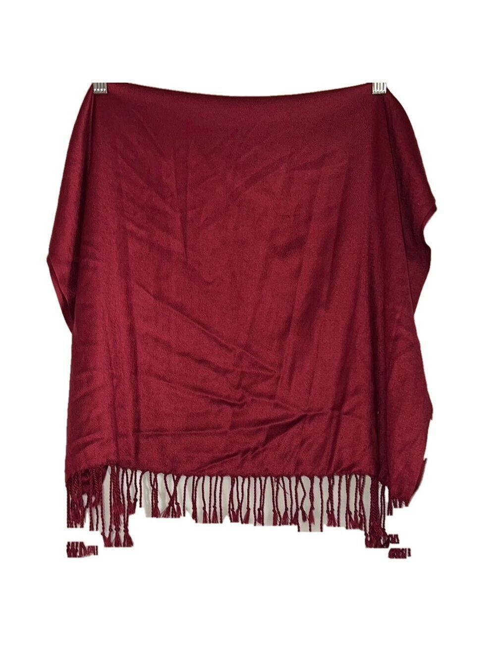 Nine West Burgundy Shawl with Fringe, 26X72, Rayon, (T3)